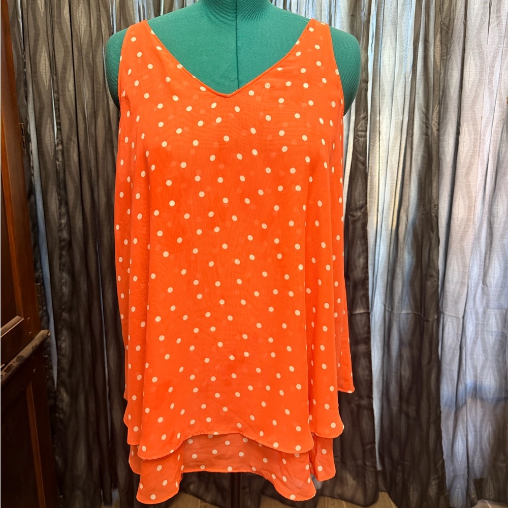 Lane Bryant Coral Polka Dot Top